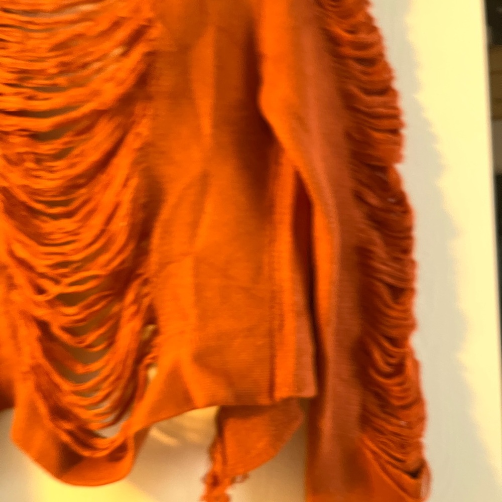 SWANK Rust Fringed Sweater - Picture 6 of 7